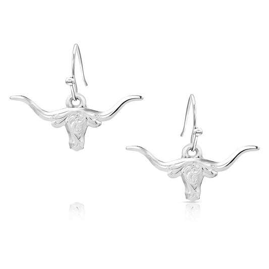 Montana Silversmith Earrings - Silver Longhorns ER6139