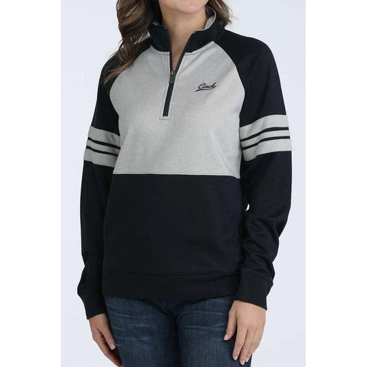 Cinch Ladies 1/4 Zip, Pullover, Grey/ Navy- MAK7913001