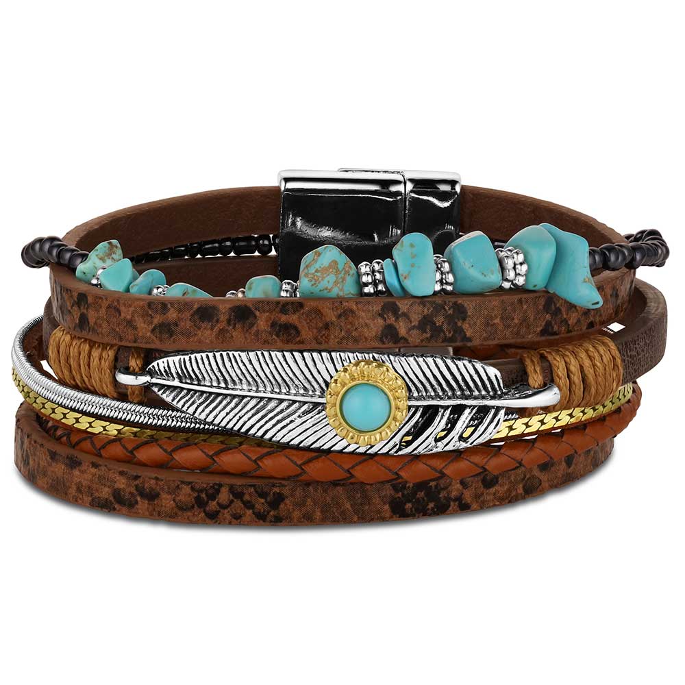 Attitude Jewelry Boho Feather Wrap Bracelet ABC6350