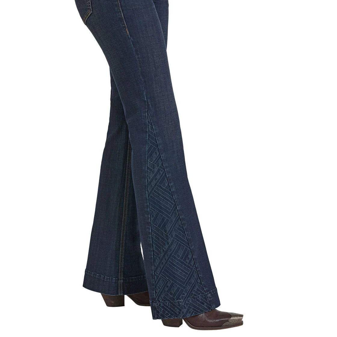 Rock & Roll Denim Ladies Trouser -Dark Wash, Mid Rise, Side Insert BW5MD07207