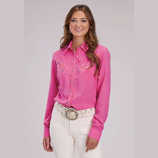 Roper Ladies Western Snap Shirt, Pink 03-050-0592-4083