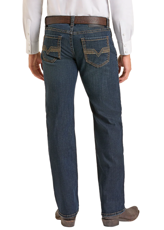 ROCK & ROLL Men’s JEAN - Slim fit, Dark Vintage, Revolver Straight Boot, BM1RD07365