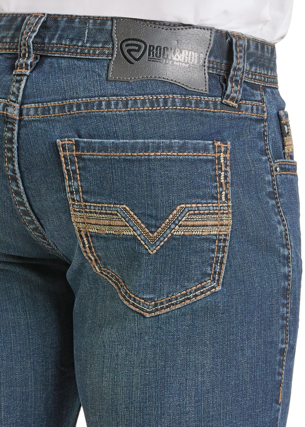 ROCK & ROLL Men’s JEAN - Slim fit, Dark Vintage, Revolver Straight Boot, BM1RD07365