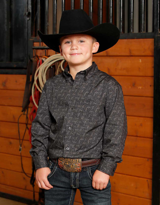Cinch Boy’s Western Shirt, Charcoal, Button Down - MTW7060387
