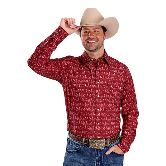 Roper Men’s Snap Shirt, Desert Red, 03-001-0064-0475