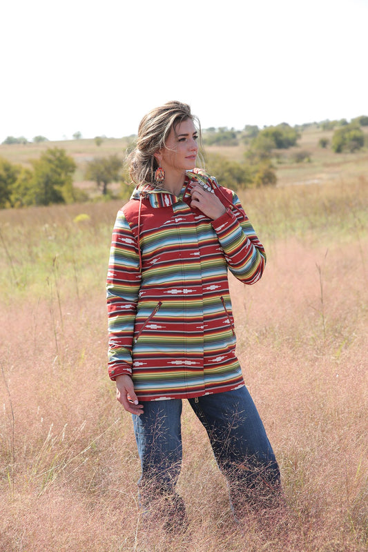 Cruel Denim Ladies Jacket, Blanket Striped, Hooded CWJ7405001