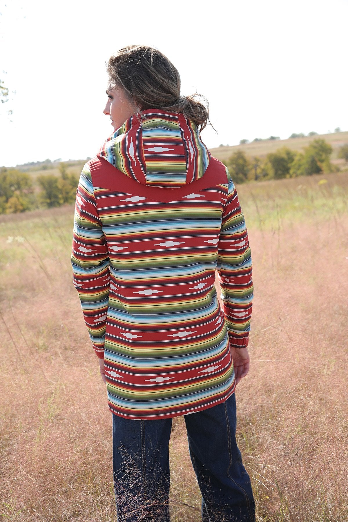 Cruel Denim Ladies Jacket, Blanket Striped, Hooded CWJ7405001