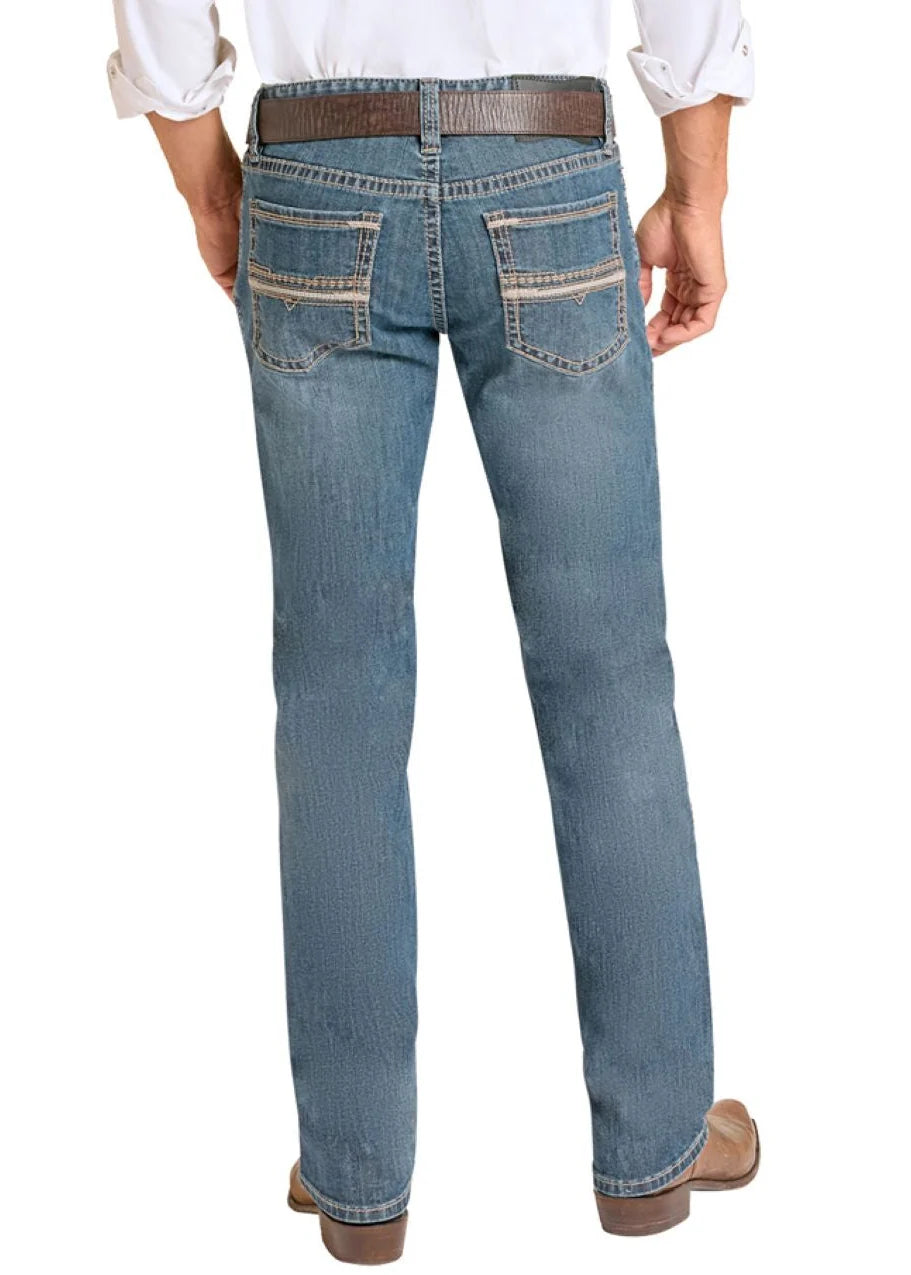 ROCK & ROLL Men’s JEAN - Slim fit, Dark Vintage, Revolver Straight Boot, BM1RD09127