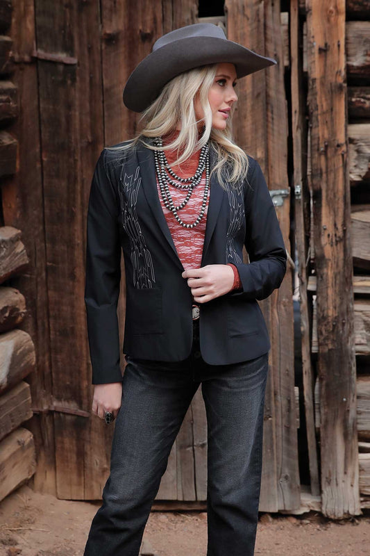 Cruel Denim Black Embroidered Blazer - CWJ7274004