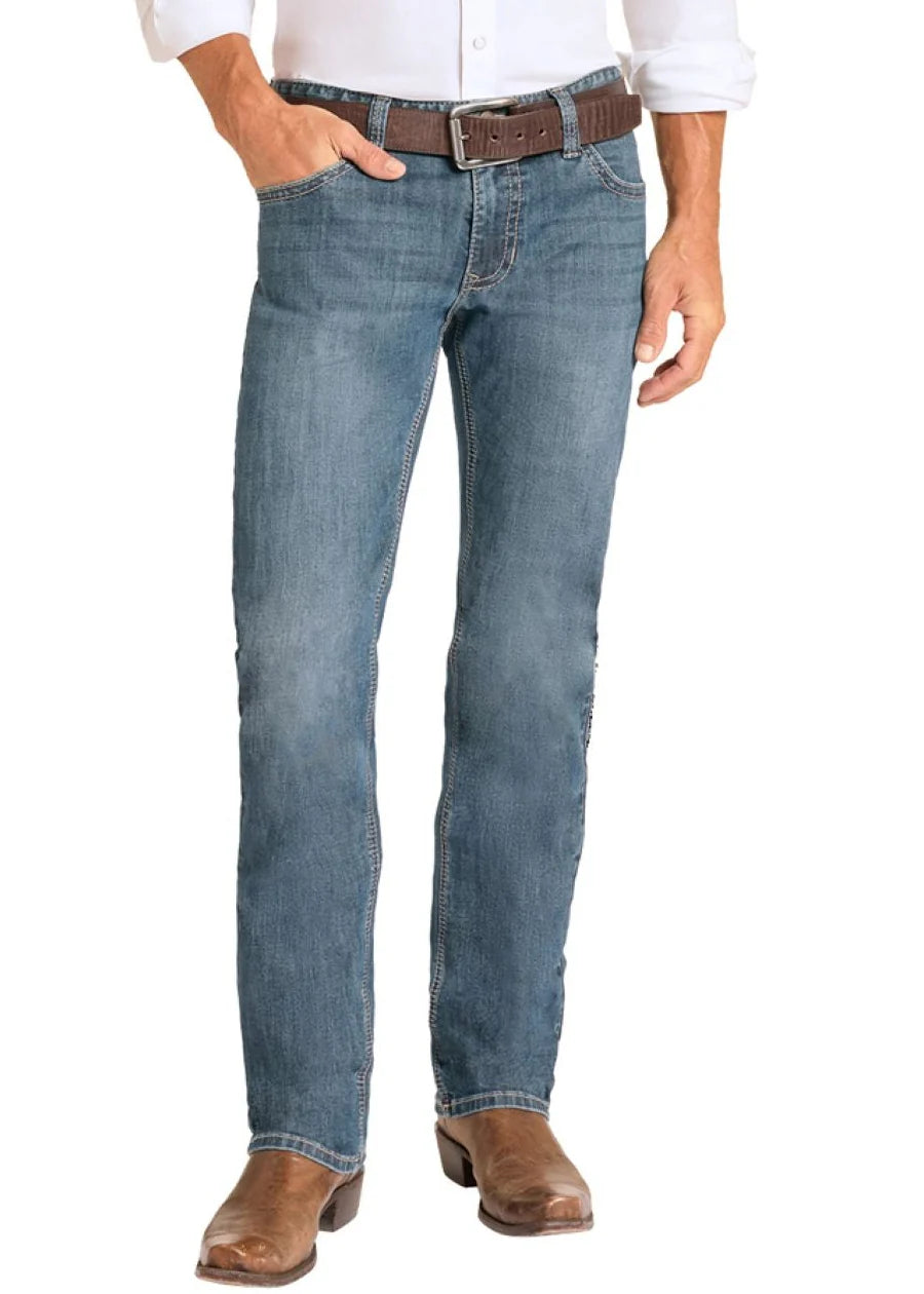 ROCK & ROLL Men’s JEAN - Slim fit, Dark Vintage, Revolver Straight Boot, BM1RD09127