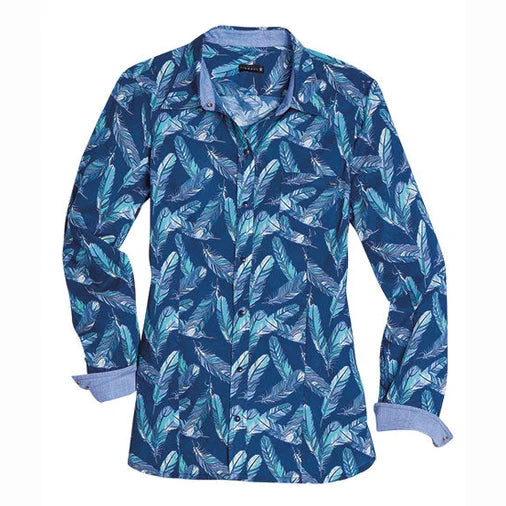 Tin Haul Ladies Snap Shirt, Blue Feather - 10-050-0064-0508