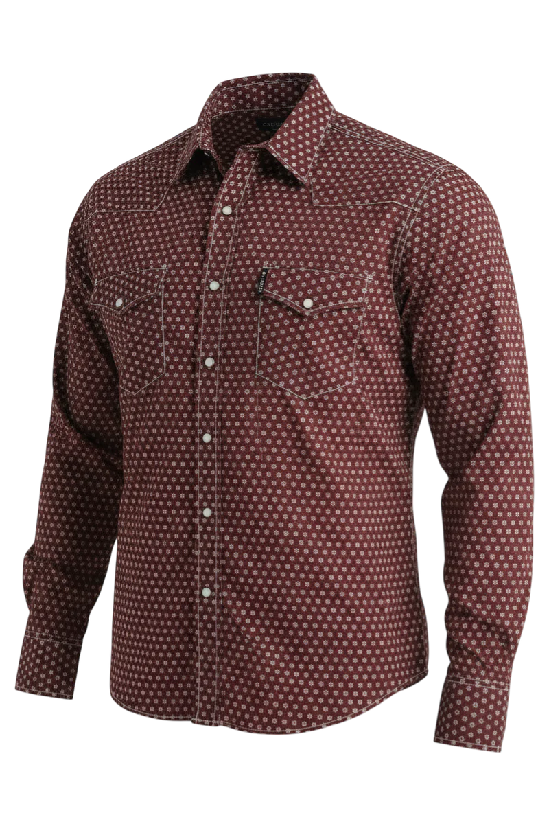 Cinch Men’s Modern Fit, Burgandy, Snap Shirt - p
