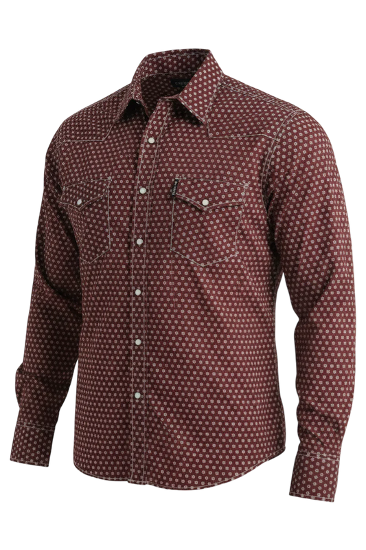Cinch Men’s Modern Fit, Burgandy, Snap Shirt - p