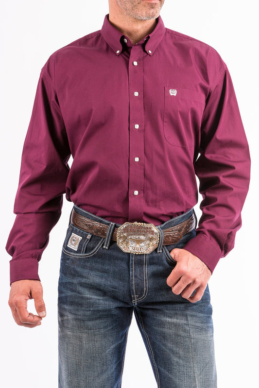 Cinch Men’s Long Sleeve Button Up, Plumb  MTW1104239
