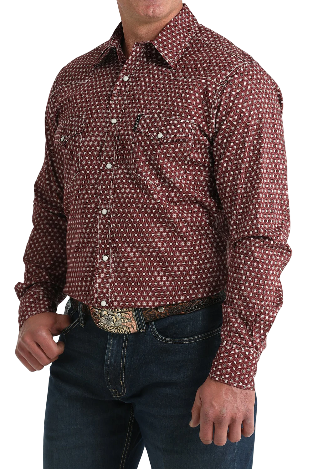 Cinch Men’s Modern Fit, Burgandy, Snap Shirt - p