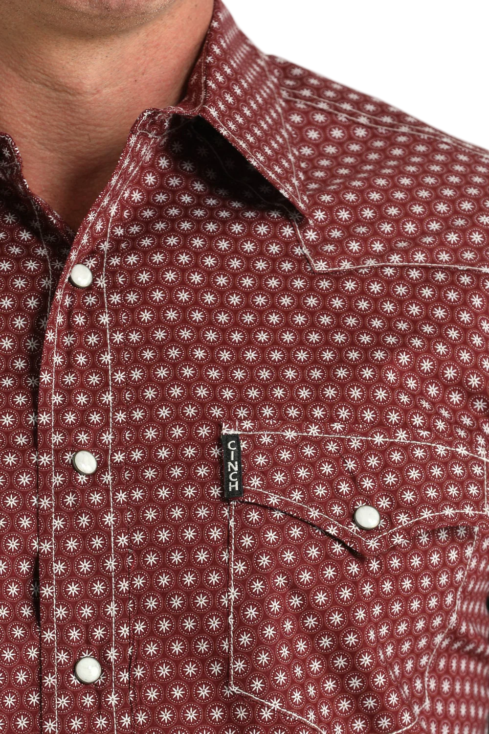 Cinch Men’s Modern Fit, Burgandy, Snap Shirt - p