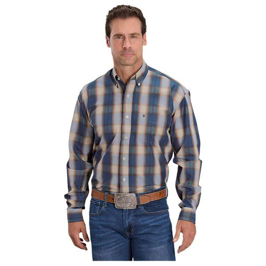 Stetson Men’s Snap Shirt, Blue, Ombre Plaid 11-001-0579-5028
