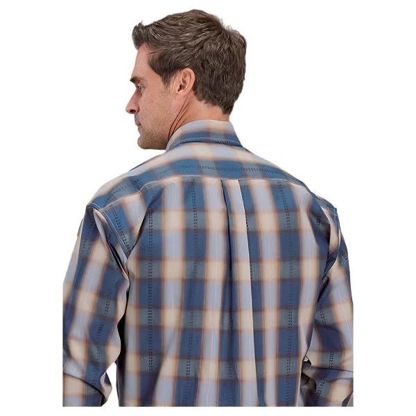 Stetson Men’s Snap Shirt, Blue, Ombre Plaid 11-001-0579-5028