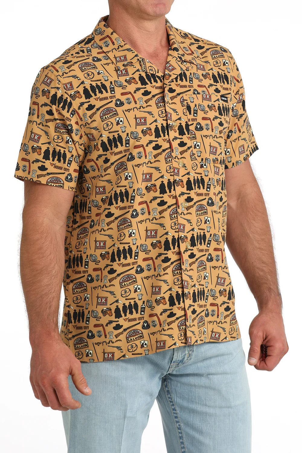 Cinch Men's Camp Short Sleeve, Dodge City, Button Down Shirt MTW1401058