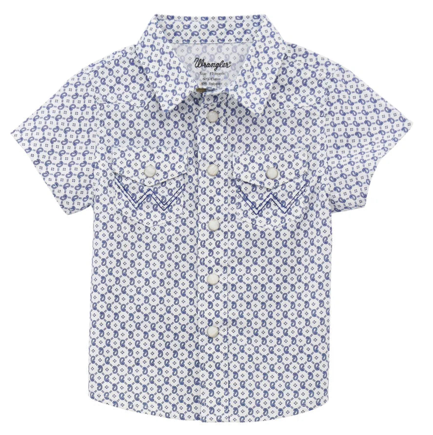 Wrangler Infant Boy Pearl Snap Short Sleeve Shirt, blue - 112378879