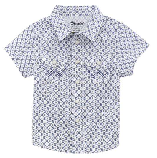 Wrangler Infant Boy Pearl Snap Short Sleeve Shirt, blue - 112378879