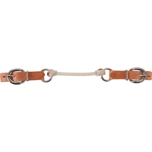 Curb Strap by Martin Saddlery, Brown Latigo Leather w/Rope RCSL