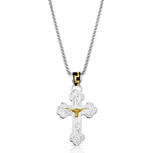 Montana Silversmiths Necklace - Cross W/Aztec Bail NC6172