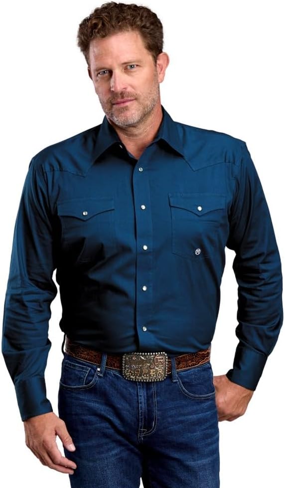 Roper Men’s Long Sleeve Western Snap Shirt, Midnight Blue 3-01-765-4102