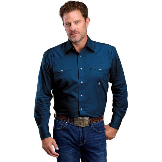 Roper Men’s Long Sleeve Western Snap Shirt, Midnight Blue 3-01-765-4102