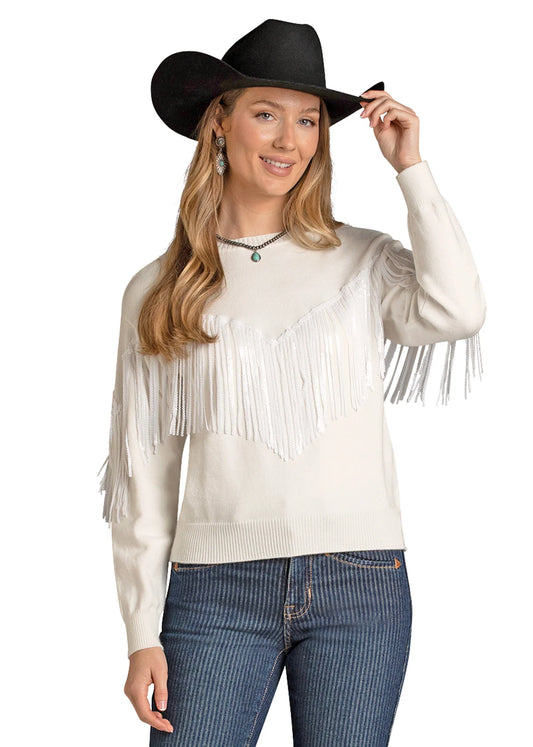 Rock & Roll Ladies Sweater, Sequin Fringe BW32T06990