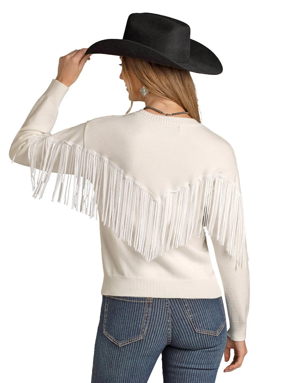 Rock & Roll Ladies Sweater, Sequin Fringe BW32T06990