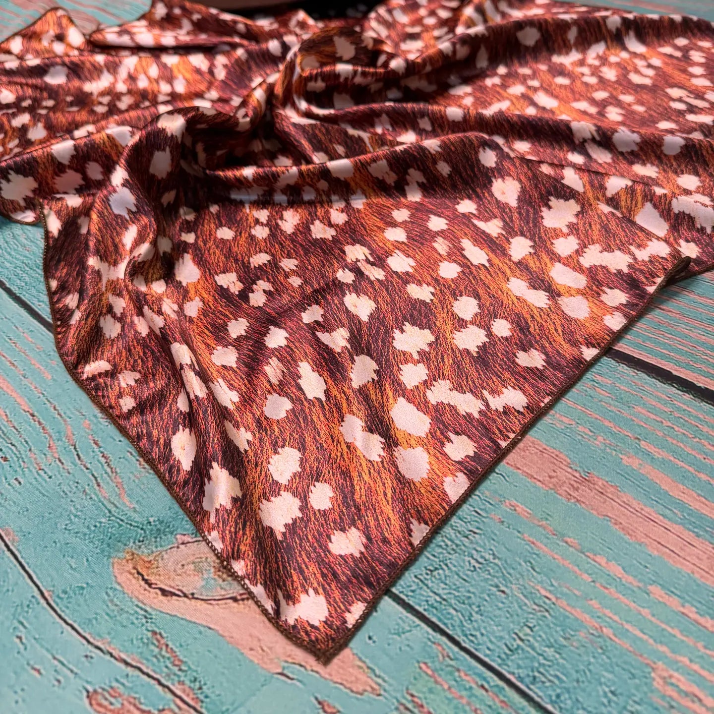 AVS-6998 Cow Print Square Silk Wild Rag 28X28