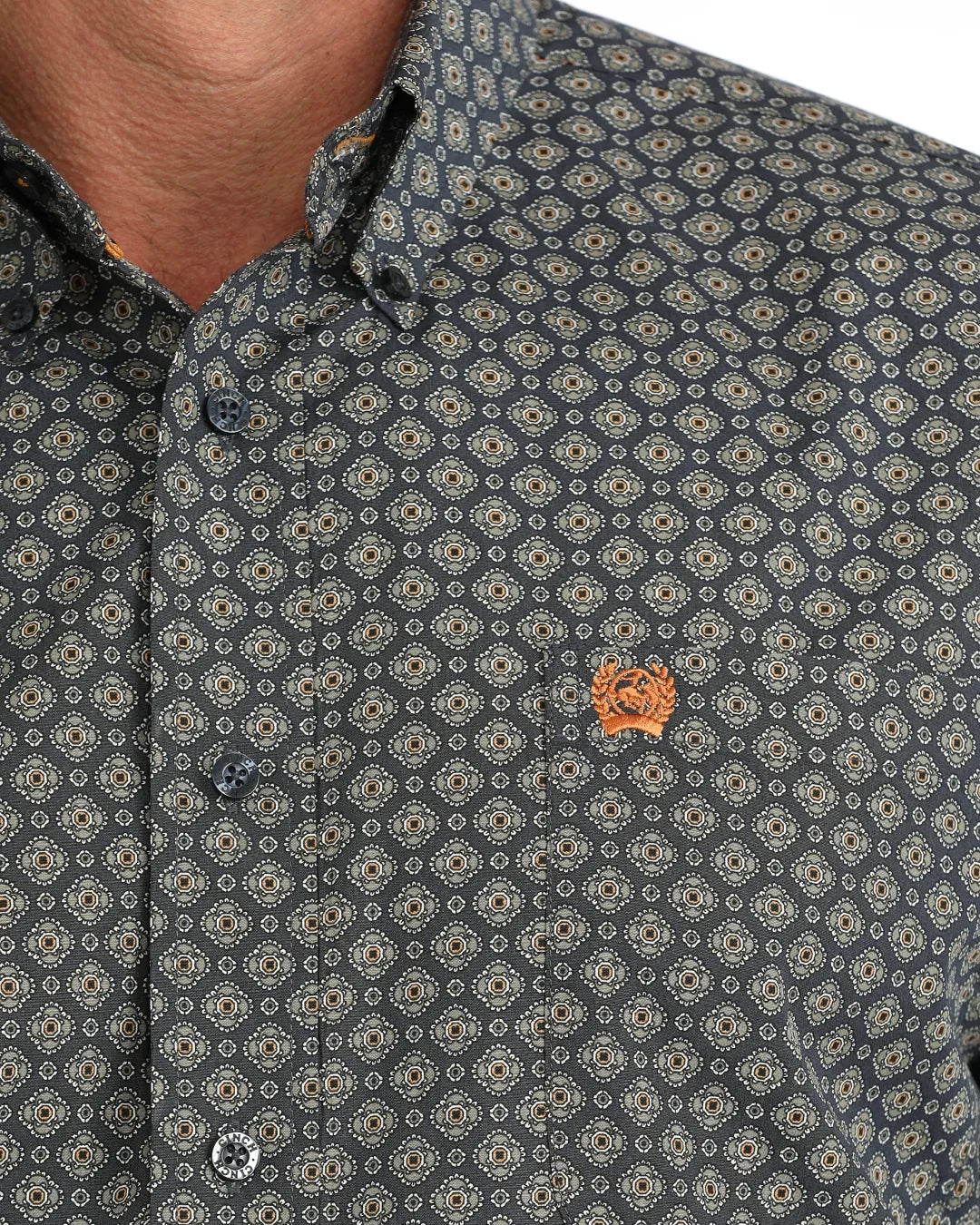 Cinch Men's Navy Geometric,Button Down Shirt MTW1106131