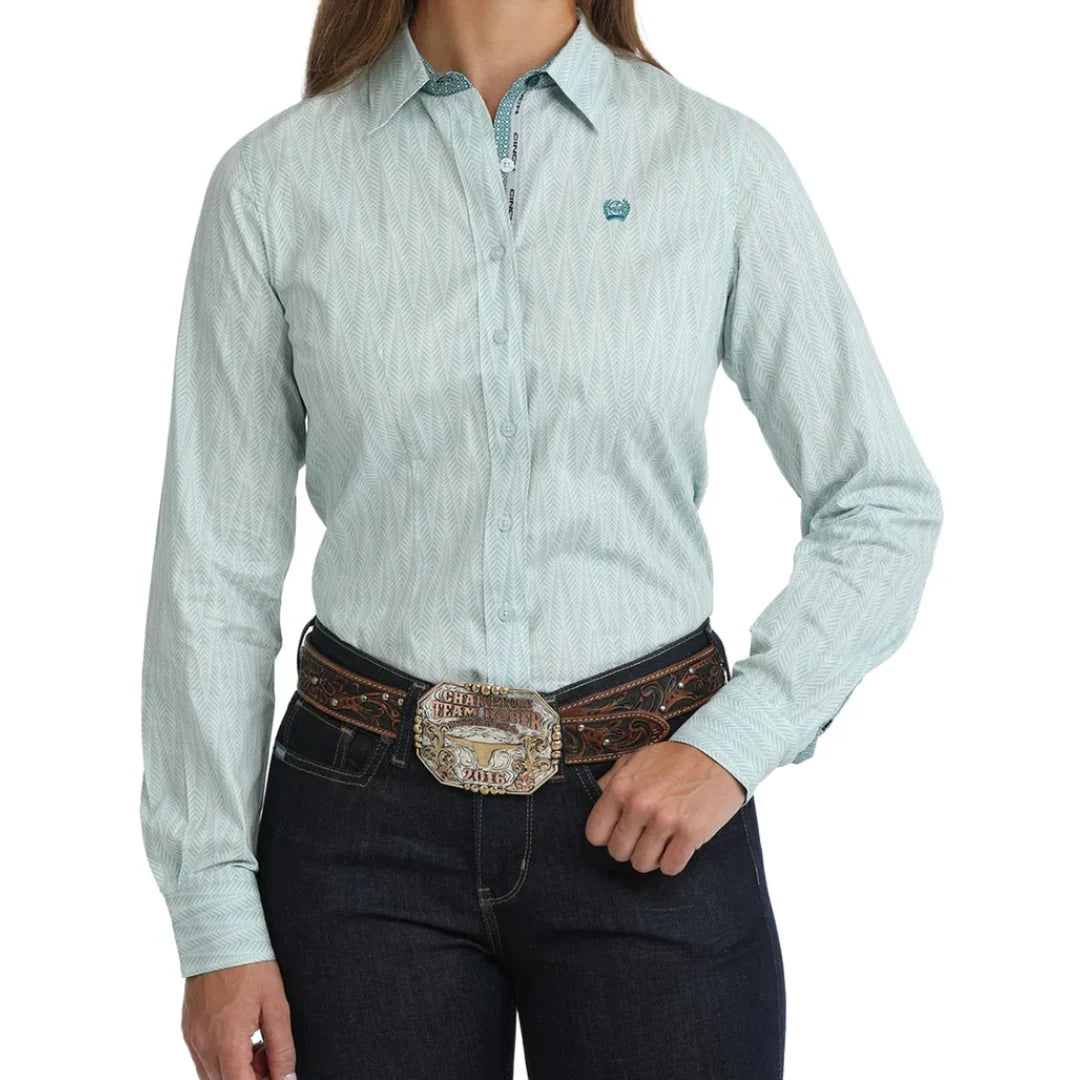 Cinch Women's Long Sleeve Western Button down Shirt - Stripe MSW9165091