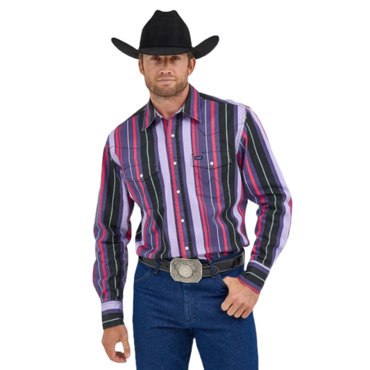 Wrangler Men’s BRUSHPOPPER WESTERN SNAP WORKSHIRT in Purple Stripe 112368192