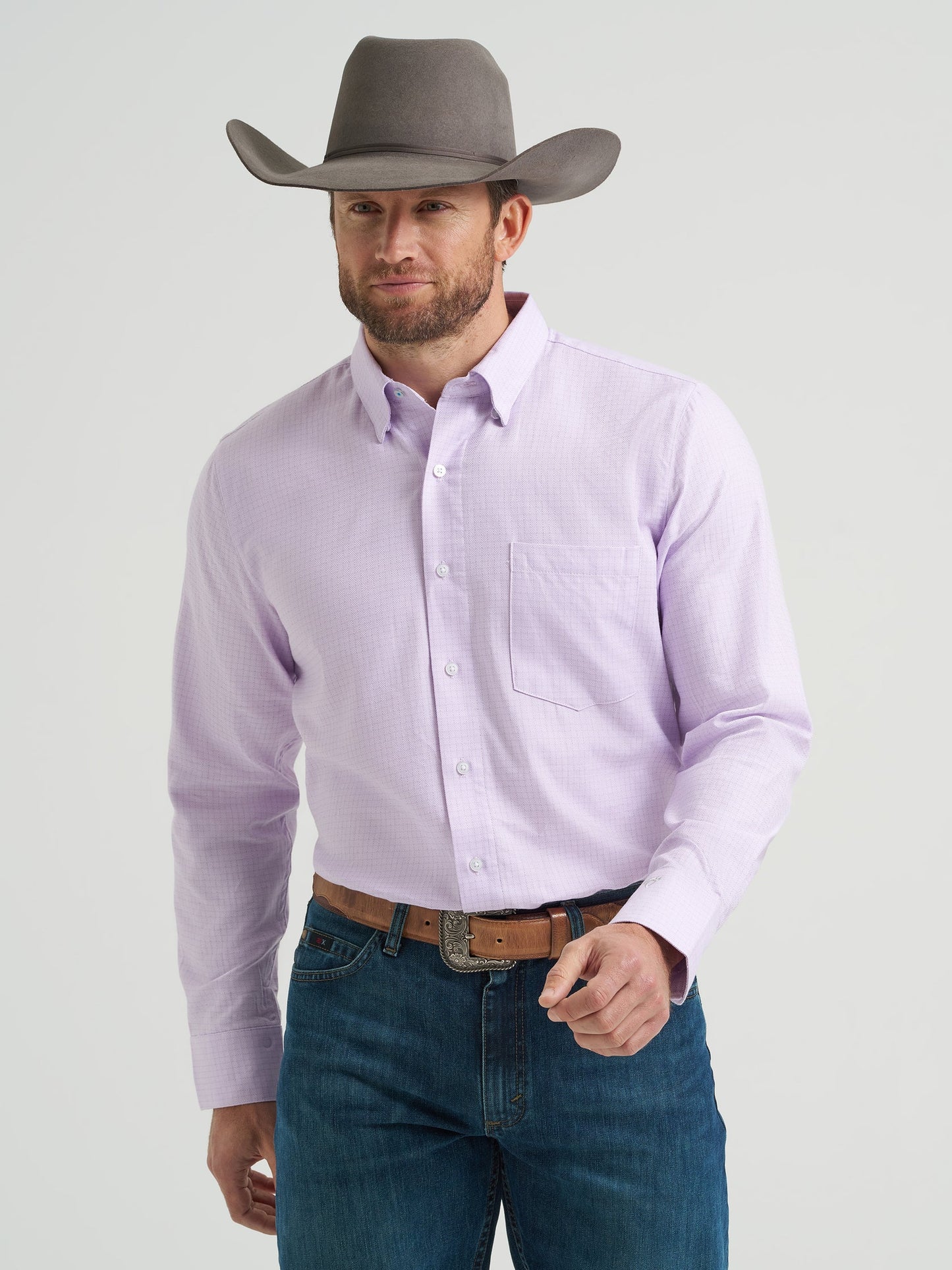 Wrangler Men’s CODY JOHNSON ONE POCKET BUTTON DOWN SHIRT -   Lilac | 112368039