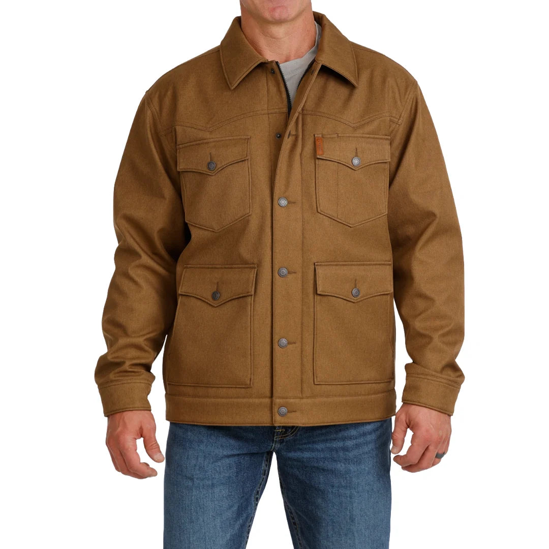 Cinch Men’s Jacket - Soft Shell Bonded, Brown, Textured Print MWJ1551002