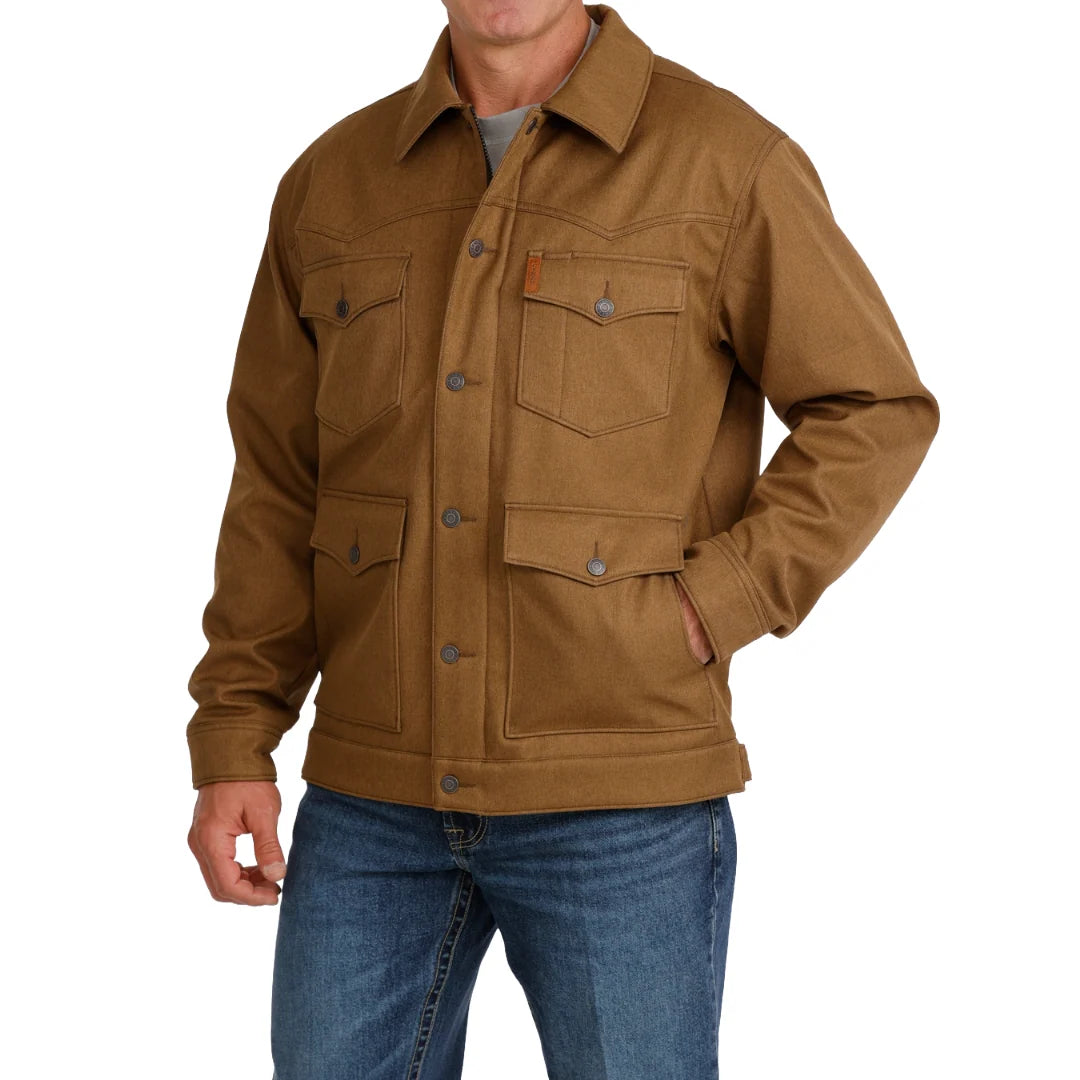 Cinch Men’s Jacket - Soft Shell Bonded, Brown, Textured Print MWJ1551002