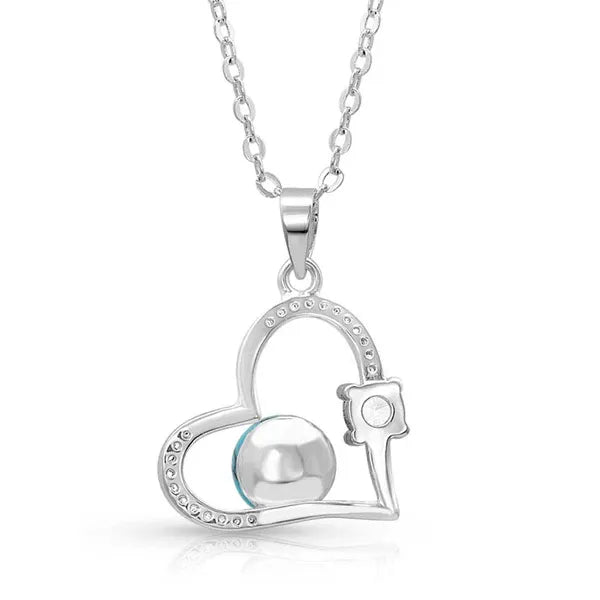 Montana Silversmiths Necklace - Open Heart Turquoise Pearl NC4501