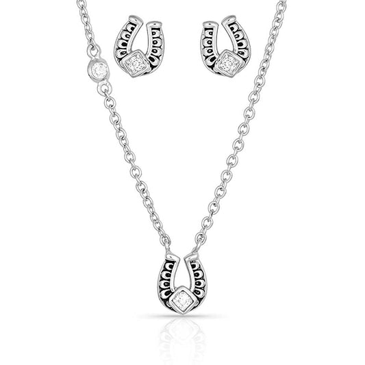 Montana Silversmiths Jewelry Set - Flourish Mini Horseshoes JS4158