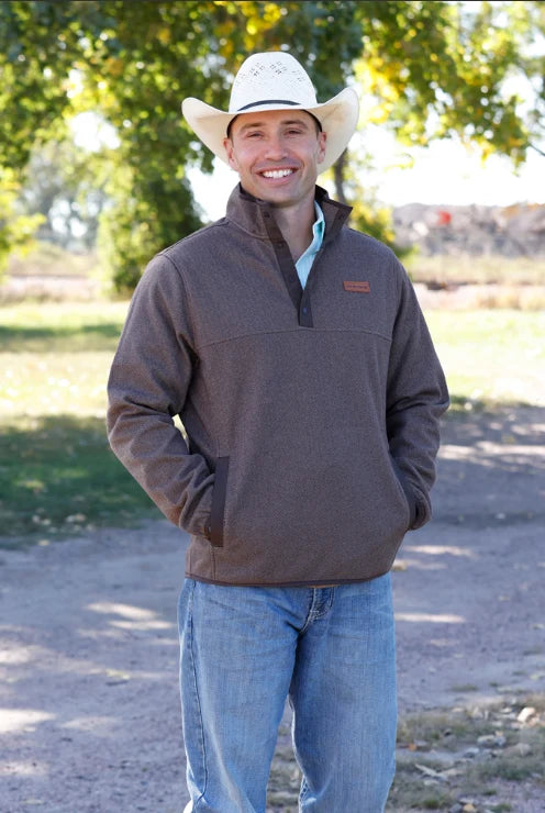 CINCH MEN'S PULLOVER SWEATER Brown Herringbone MWK1534011