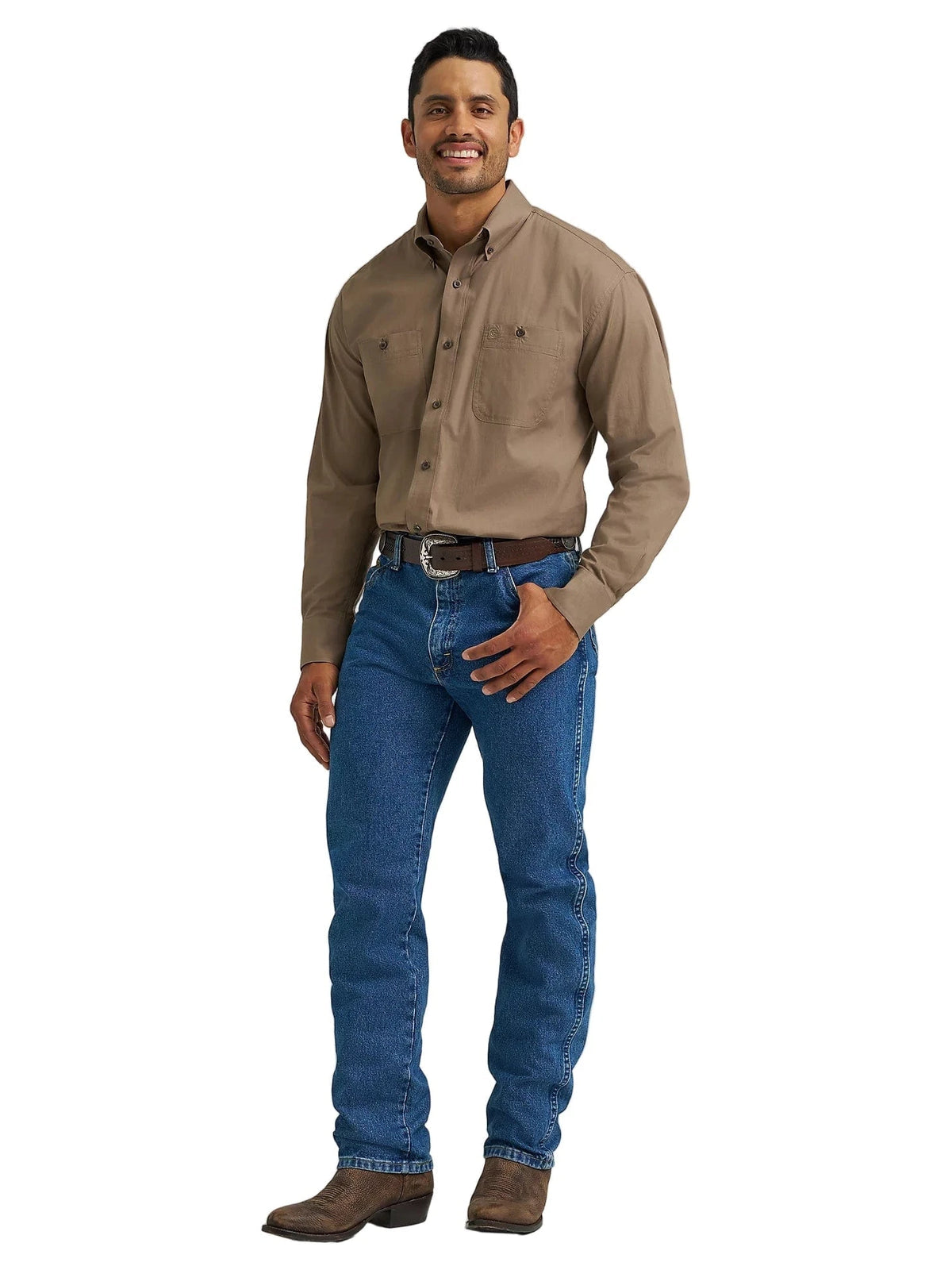 Wrangler Men’s George Straight, Button Down, Walnut, 112368207