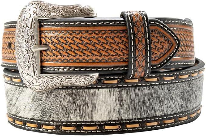 Nocona Men’s Belt, Calf Hide Inlay, w/ Natural Lacing N210009501
