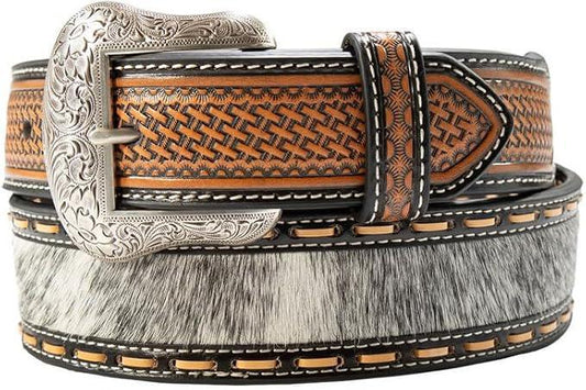 Nocona Men’s Belt, Calf Hide Inlay, w/ Natural Lacing N210009501