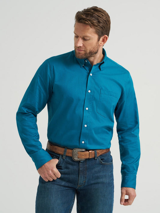 Wrangler Men’s Cody Johnson, Button Shirt, Herringbone - 112368041