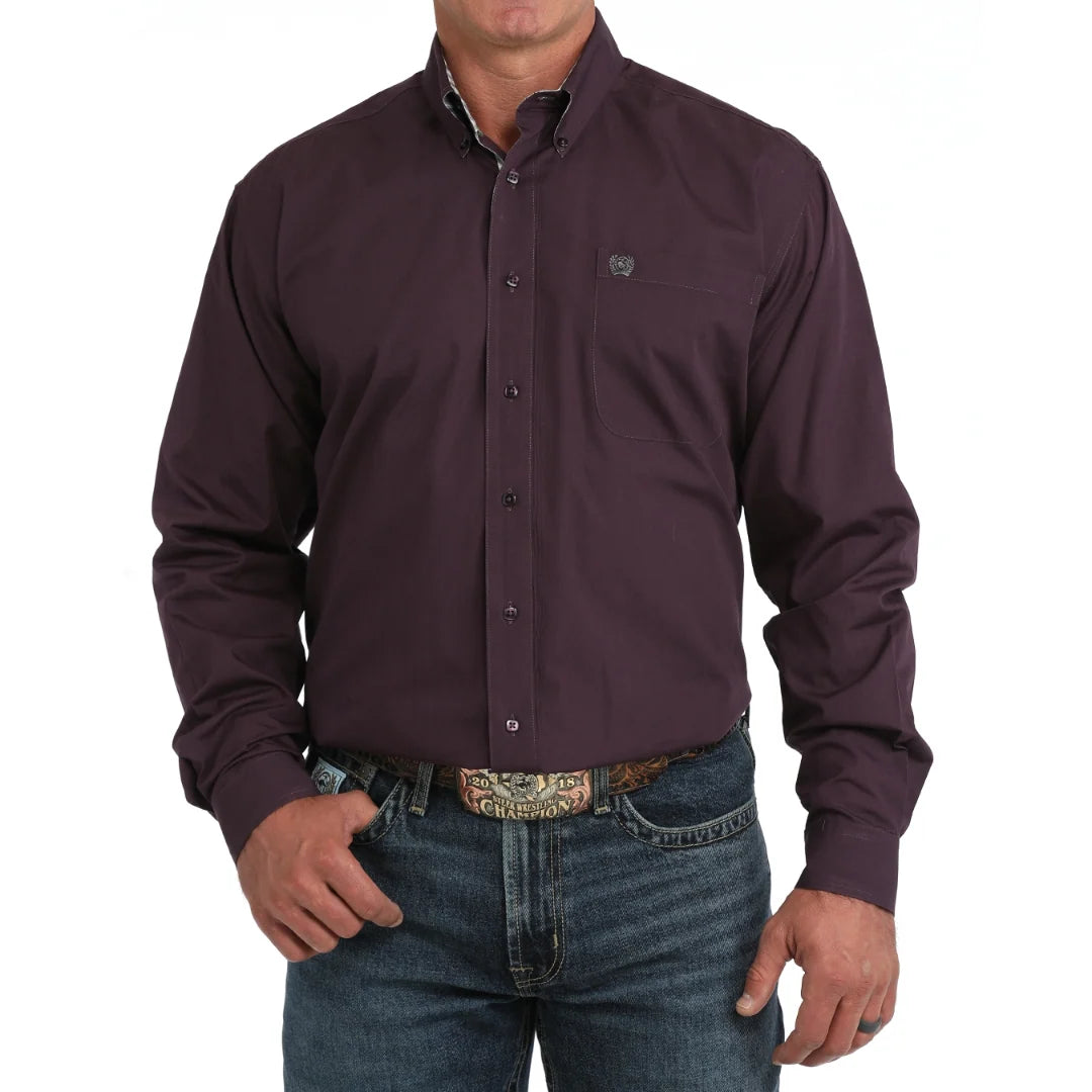 Cinch Men's Solid Purple Button Down Shirt MTW1106160
