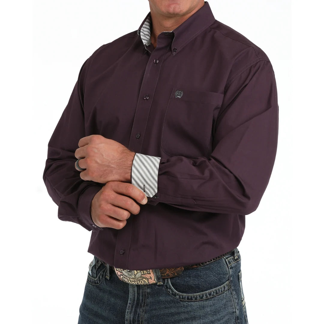 Cinch Men's Solid Purple Button Down Shirt MTW1106160