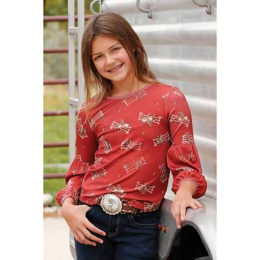Cruel Girl Girls' Long Sleeve Shirt - Rust CTK8840003