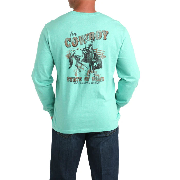Cinch Men’s Long Sleeve T-shirt Turquoise MTK1721019