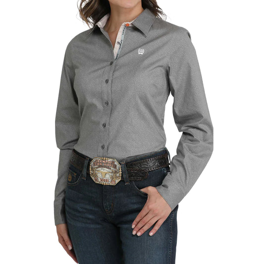 CINCH - Ladies Western Shirt, BUTTON-DOWN, Grey Paisley- MSW9165071